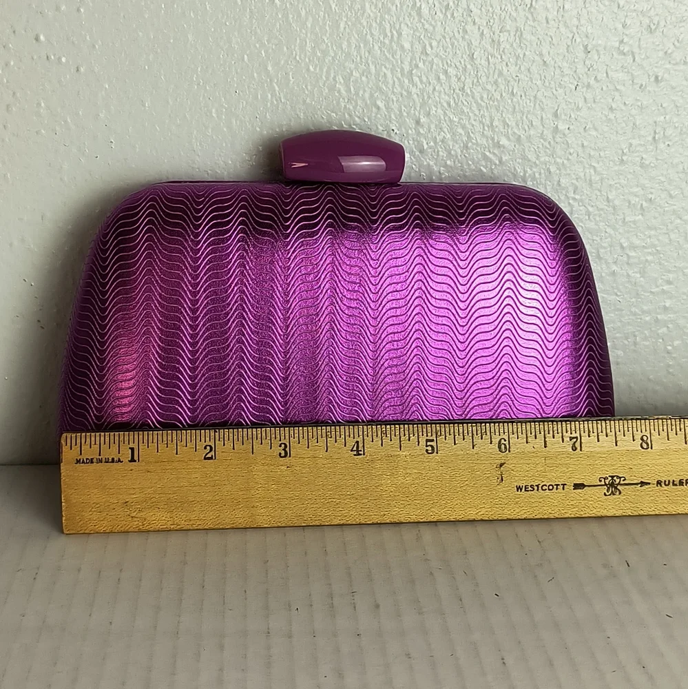 Exquisite Abstract Wave Pattern Evening Clutch Bag Purple Metal Strap